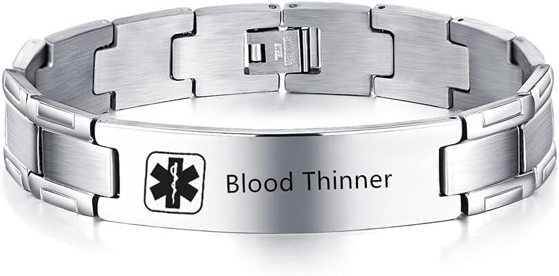ZKXXJ Free Engraving Medical Alert ID Bracelets for Men Emergency Identification Bracelet Laser Engraved Stainless Steel Allergy Awareness Jewelry, Gifts for Men, with Adjustor and Medical Card