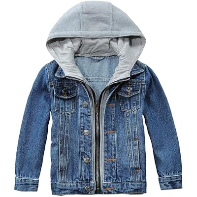 Teens Boys Hoodies Jean Jacket Hooded Fall Denim Outerwear Toddler Kids Lightweight Western Trendy Streetwear Coat