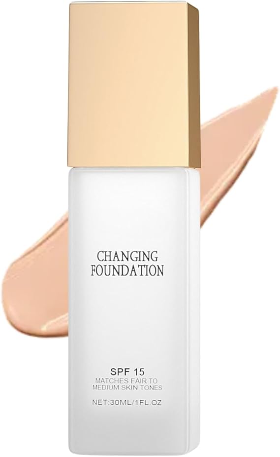 Color Changing Foundation with Glycerin - SPF 15 Foundation for Mature Skin - 30ML Long-Lasting & Mattifying for Women Men Liquid Makeup