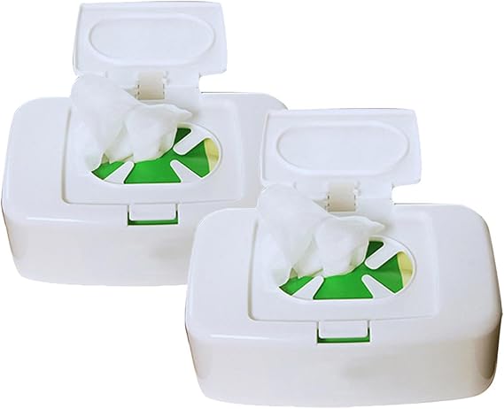 2 Pack Wet Wipes Dispenser Box, Wipes Container Holder, Napkin Storage Holder Container Box, Dustproof Toilet Tissue Paper Box with Lid, Baby Wipes Dispenser for for Bathroom, Kitchen, Office, Travel