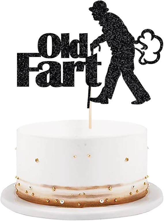 Black flash Old Fart Birthday Cake Topper Humorous old man and old | woman Happy birthday cake Topper Funny happy birthday cake decoration is suitable for men/fathers/grandfathers(black1)