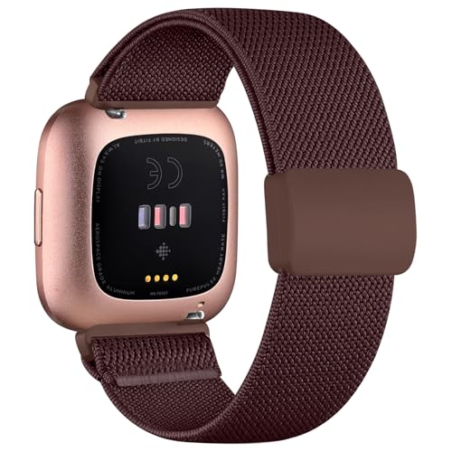 Stretchy Bands Compatible with Fitbit Versa 2 BandsFitbit Versa 2 Bands for WomenFitbit Versa Bands, with Magnetic Buckle Soft Nylon Smartwatch Band for Fitbit Versa 2VersaVersa LiteSE