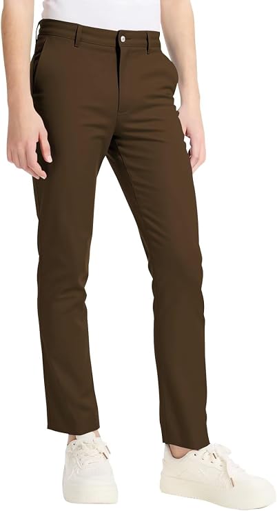Boy's Suit Pant Flat Bi-Stretch Pant,Straight Leg Fit Belt Loops & Front Pockets with Adjustable Waist