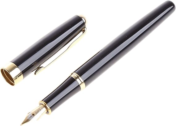 BAOER 388 Black Metal Fountain Pen Nib Business M Nib Fountain Pen Calligraphy Pen Student School Supplies Classic Writing Tools Stainless Steel Right and Left Hand Pen A