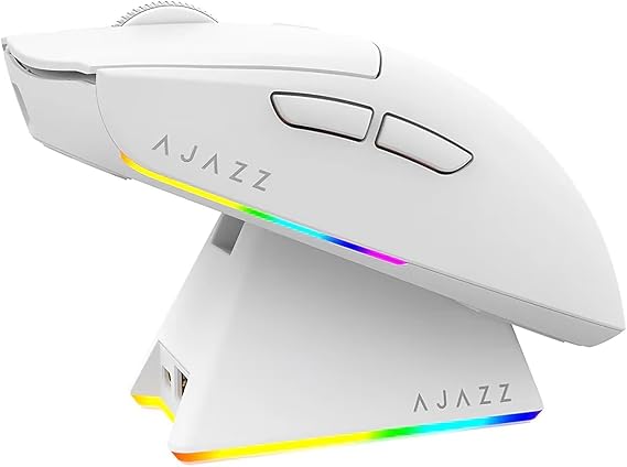 Coverzone AJAZZ AJ139 V2 MC Mouse 3 Farklı Bağlantı Modu-RGB Manyetik Şarj İstasyonlu-PAW 3311 Sensör-500 mAh Batarya-66 Gram (Beyaz)