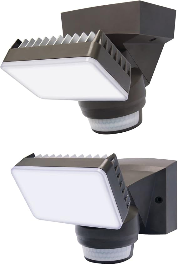 Motion Security Flood Light 1600 Lumen LED Outdoor Weatherproof Adjustable Sensor Detection Universal Wall Eave or Soffit Universal Mount Shed Storage Attic Workshop Garage BZ