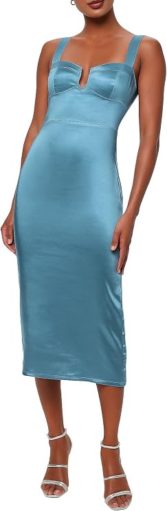Lulus Women's Gemma Satin U Front Dress