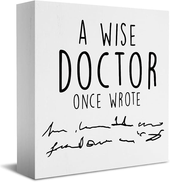 MUBIAO Doctor Gifts Doctors Day Gifts Funny Coworker Gifts Dental Assistant Week Gifts Birthday Graduation Christmas Gifts Farmhouse Home Office Decor Wooden Box Sign for Desk Shelf Table Decor