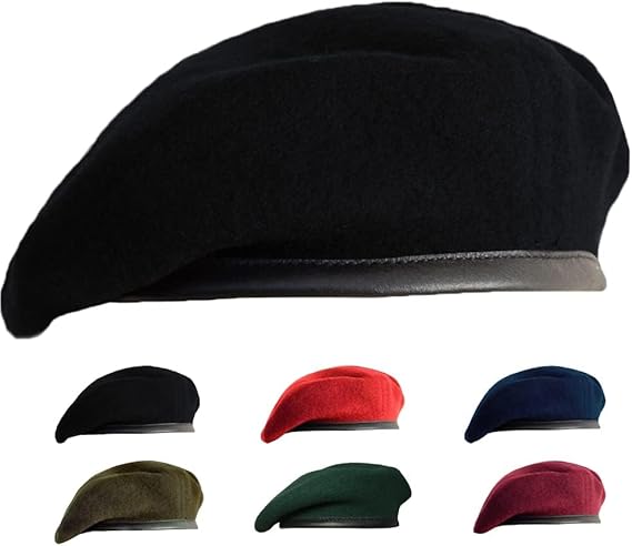 Gajaous British Military Berets for Men and Women,Wool and Leather Beret Hats,Multiple Colours Army Beret