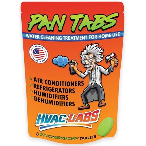 Mad Tabs 8pcs Pan AC Drain Line Cleaner Condensate Neutralizer Tablets, ScumOdor Water Damage Control, Air Conditioner Humidifier Treatment, Drain Pans Clean, Prevent Overflow, UV, USA Made