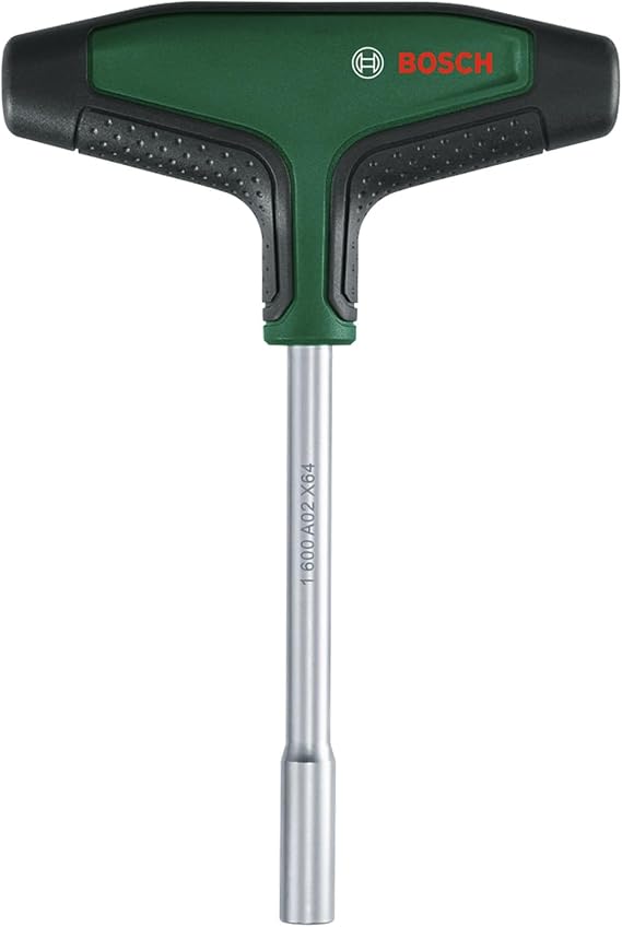 Bosch T saplı tornavida ucu (güçlü vidalama için 46 Nm'ye kadar yüksek tork; şaft uzunluğu 100 mm; manyetik uç tutucu; ergonomik T şekilli sap, yumuşak sap)