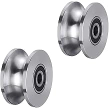 Sliding Gate Rollers Stainless Steel U Groove Wheel Heavy Duty Cable Pulley Block U Shaped Rail Gate Wheels Quiet and Smooth Operation Plate Caster with Bearing for Barn Door Track 2pc