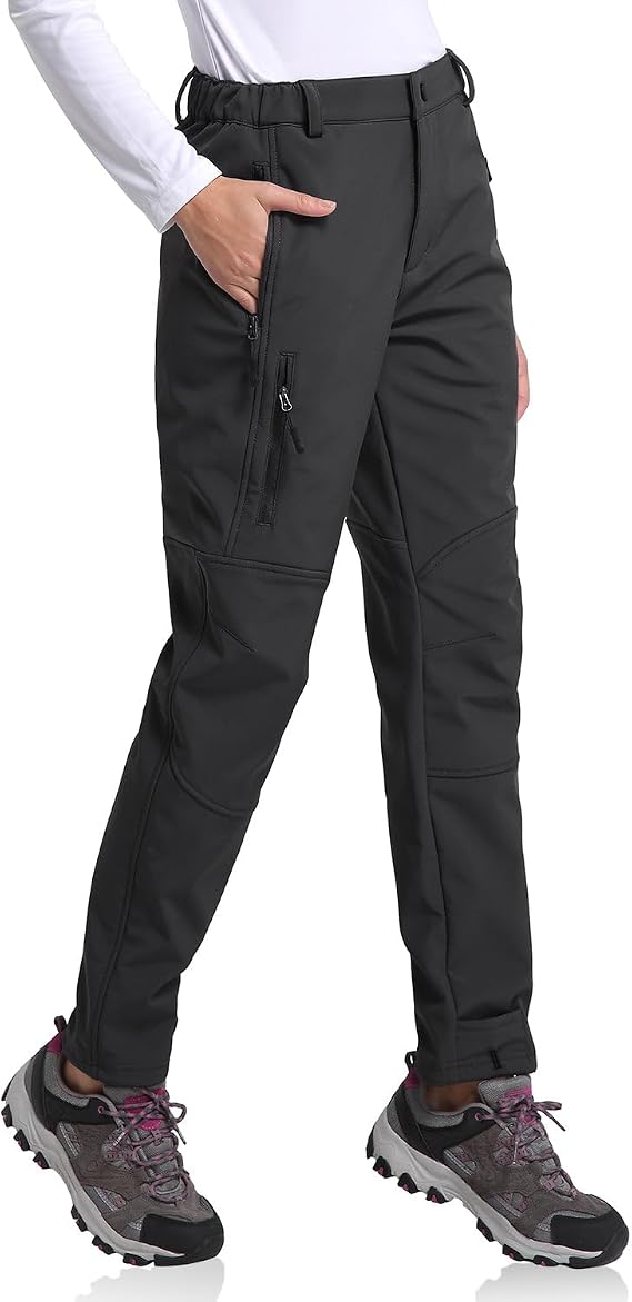 baleaf Women's Hiking Fleece-Lined Ski Pants Windproof Water-Resistant Outdoor Insulated Soft Shell