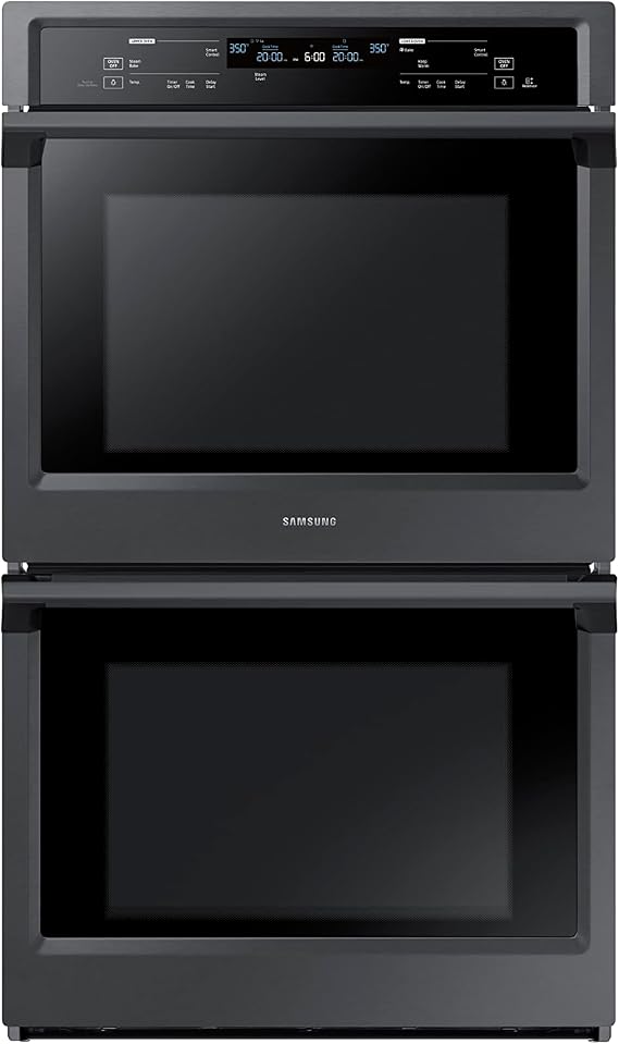 SAMSUNG 30" Smart Double Wall Oven w/Steam Cook, Wi-Fi, Large Oven Capacity, NV51K6650DG/AA, Fingerprint Resistant Stainless Steel, Black