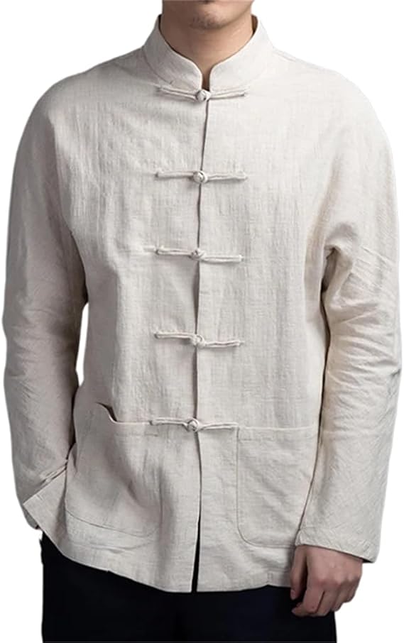 LIXINGHEITANG Chinese Style Shirts Traditional Kung Fu Tai Chi Cotton And Linen Suit Shirt Blouses Clothing For Men