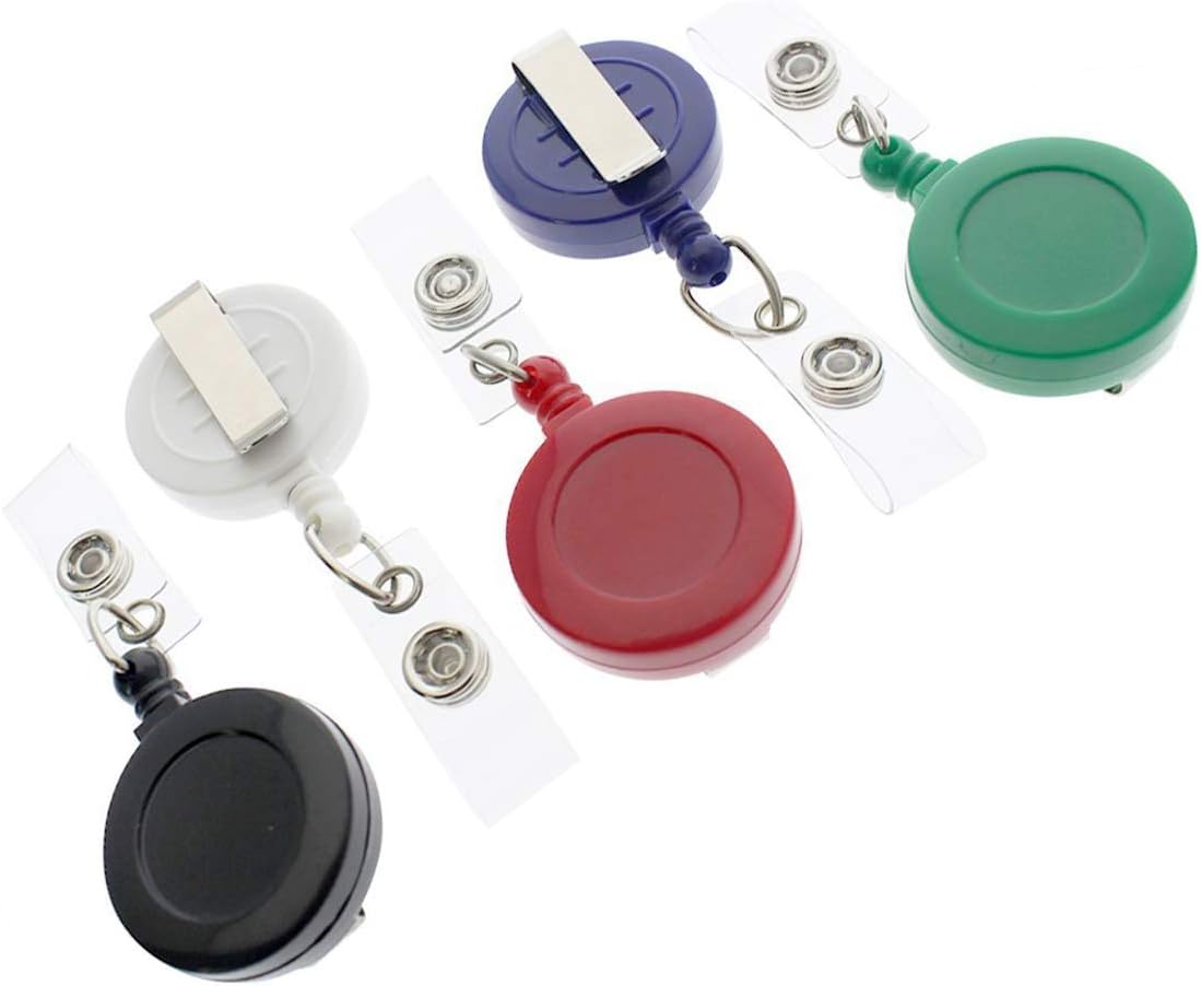 Bulk 25 Pack - Premium Retractable ID & Key-Card Badge Reels with Secure Metal Belt Clip and 34 Pull by Specialist ID