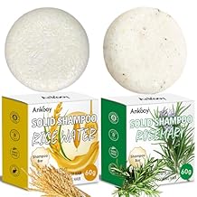 2 Pack Solid Shampoo Bar Rosemary Oil for Hair Growth,Deep Cleansing Rice Water Shampoo Bar Organic Protein &Vitamins for Damage Hair,Anti Hair Loss,Strengthening & Volumizing Hair,Travel Size Shampoo