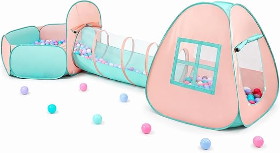 3 in 1 Pop Up Kids Play Tent with Ball Pit Indoor/Outdoor Playhouse | Baby Ball Pit tunnel toys for toddlers Tear-resistant Fabric year old boy gifts