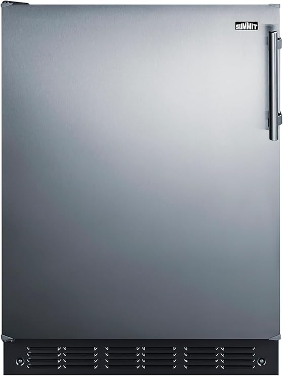 Summit CT66BK2SSADALHD 24 Wide ADA Under Counter Refrigerator-Freezer 4.9 cu.ft. Made in Europe with Automatic Defrost Operation, Reversible Stainless-Steel Door, Black interior (ADA Left Hand Door)