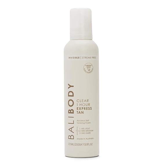 BALI BODY Clear 1 Hour Express Self Tanner Fast-Acting, Weightless Self Tanner for Natural Bronze No-Transfer, Hydrating Quick Tan Mousse for Smooth, Radiant Skin