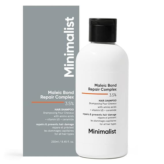 Minimalist Maleic Bond Repair Complex 3.5% Hair Shampoo for Dry, Damaged & Frizzy Hair | | With Argan Oil, Ceramides & Coconut Oil | For Women & Men | 8.5 Fl Oz / 250 ml
