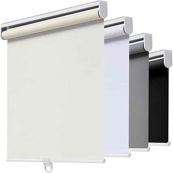 AOSKY Blackout Cordless Roller Shade for Indoor Windows, 23"W x 72"H, Ivory | Black Out Window Shade with Spring System, Thermal Insulated UV-blocking Fabric, Room Darkening Pull Down Blind for Home Door