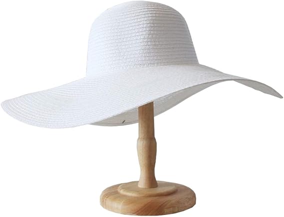 Women's Large Wide Brim Floppy Sun Hat Beautiful Solid Color Beach Sun Visor Shade Straw Hat Cap Summer Beach Hat White