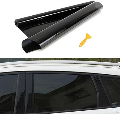 Window Tint Film for Cars, 5%15%20%25%35%50% VLT Car Window Tint Roll, Heat & UV Block Windshield Tint Film Window Blackout Film Privacy Film, 118.11x19.69 50% VLT Black