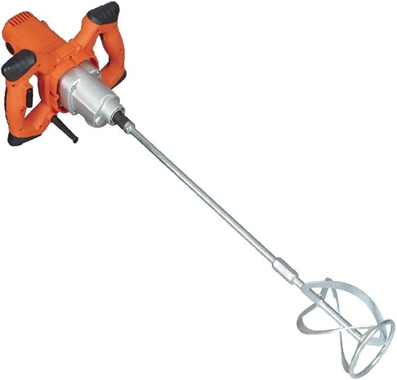 GlobMarble Electric 6-Speed Mortar Mixer, 1600W, Orange, Metal, Variable Speed 1-520/2-760 RPM, 110V, 60Hz, M14 Thread, Quick Release, GlobMarble Model
