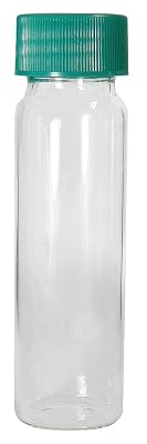 Qorpak GLC-01020 Clear Borosilicate Vial with 24-400 Green Thermoset F217 and PTFE Lined Cap, 27.75 mm x 95 mm Size, 40 mL Capacity Pack of 72