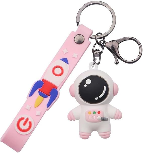 AUOBAG Cute Astronaut Silicone Keychain for Girls, 3D Bag Charm for Backpack, Purse & Gifts