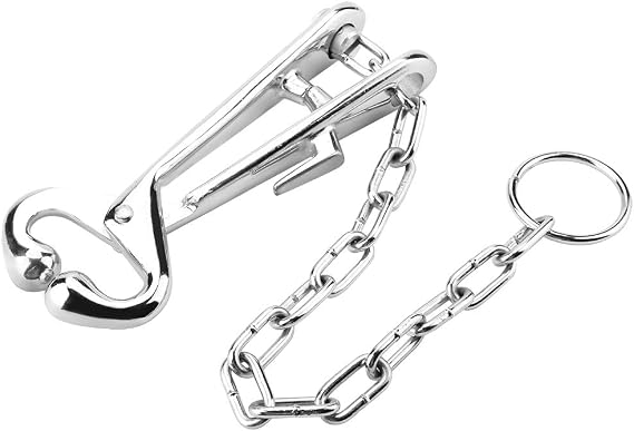 Cow Nose Pliers Stainless Steel Cattle Nose Ring Pliers Bovine Clip with Chain Pulling Tool for Farm Ranch Veterinary
