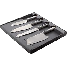 Safir | Gece: 4'lü Șef Bıçağı Seti - Kiritsuke, Fileto & Doğrama Bıçağı, Almazan Şef Satırı Seti SKN-SFR001G