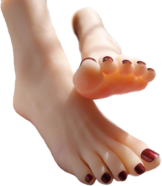 Foot Fetish Toy, Foot Fetishes, Silicone Foot, Mannequin Foot Simulated Foot Foot Fetishes for Men Silicone Life Size Props Female Display Stand Women's Sandals,Dark Complexion,B
