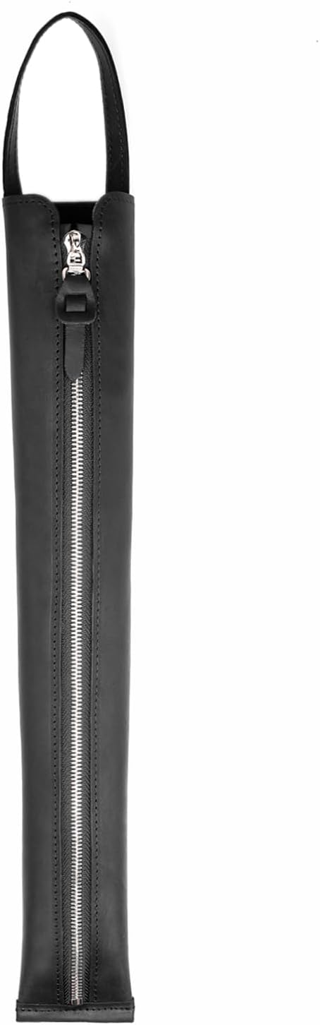 Premium Crazy Horse Leather Conductor's Baton Case Durable & Stylish. Condusctor's baton holder. Baton protection. Accessories for conductors. Baton pouch with handle (Black)