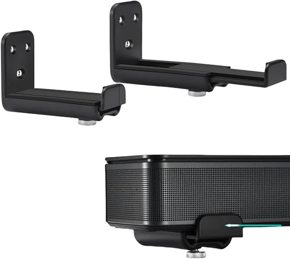 Universal Soundbar Wall Mount Bracket Compatible with Samsung/Bose Soundbar | Steel sandwich bracket, Up to 44 lbs, Adjustable Length, Wall Anchors Included. For Samsung/Bose/Other Soundbars.