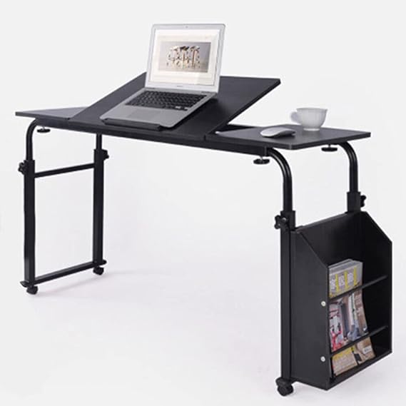 Adjustable Height Rolling Laptop Desk Cart, esk Laptop Table Rolling Laptop Cart Adjustable Computer Stand UP Cross The Bed