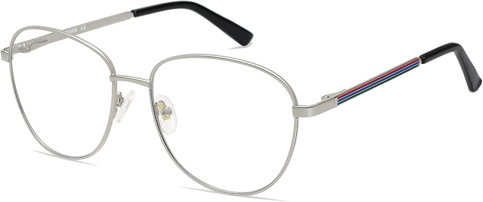SOJOS Oversized Aviator Blue Light Blocking Glasses for Women Men, Metal Frame Clear Lens Eyeglasses SJ5098, Silver Frame/Anti-Blue Light Lens