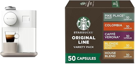 Nespresso Gran Lattissima by De'Longhi, White + Starbucks Capsules, Original Line