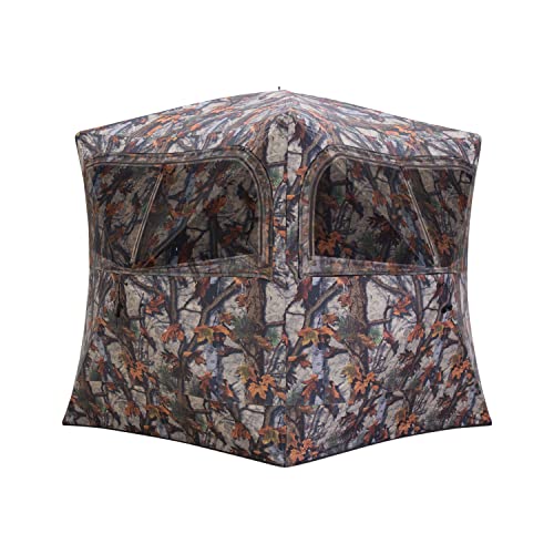 Barronett Blinds Grounder 350, Portable Hunting Blind, Pop-Up Hub Blind, Huge Interior, Large Shooting Windows, 3-Person, Bloodtrail Woodland, 80 x 90 x 90