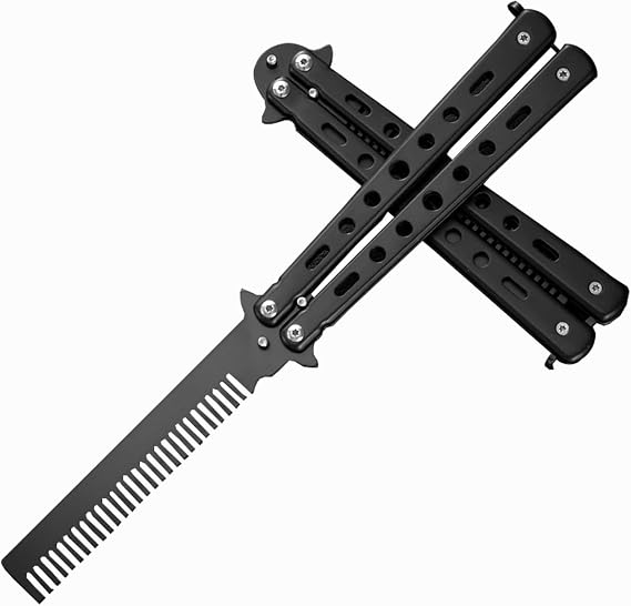 One Piece Durable Metal Folding Hair Comb - Convenient Steel Lightweight Portable Training Butterfly Comb for Trainer