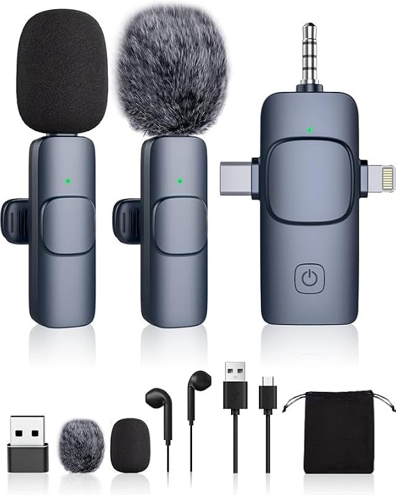 Mini Microphone for Iphone/Camera/Android/Pc/Ipad,Wireless Lavalier Microphone,Portable Mini Mic Small Tiny Usb Clip on Microphones Streaming Lav Lapel for Video Recording,Podcast,Tiktok,Youtube