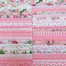 7Pcs 9.8" x 9.8"(25 * 25CM) Cotton Fabric DIY Making Supplies Quilting Patchwork Fabric Fat Quarter Bundles DIY for Quilting Cotton Patchwork Cushions (Peony, 9.8" x 9.8")