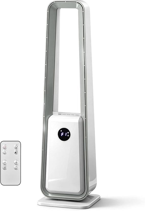 35" Bladeless Tower Fan, Portable Floor Fan with Remote Control, LED Display, Adjustable 60 Oscillating, 3 Speeds, 3 Modes & 12H Timer, Ultra-Quiet Cooling Fan for Home Office Bedroom