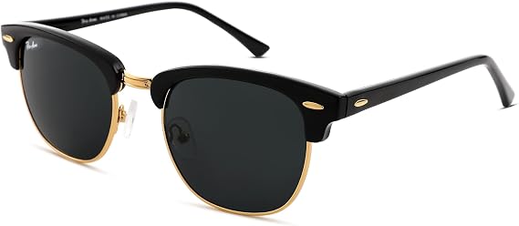 Pro Acme UV400 Semi-Rimless Square Sunglasses for Men Women - 100% Real Glass Lens,Anti-Glare for Driving