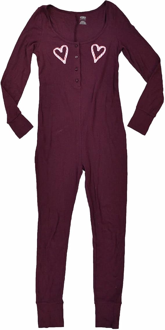 Victoria's Secret Pink One Piece Pajamas (M, Maroon)