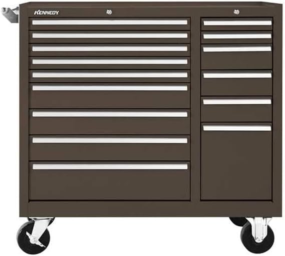 Kennedy K1800 Series Rolling Tool Cabinet, 15 Drawer, Brown, Steel, 39-1/2 in W x 18 in D x 39 in H - 1 Each