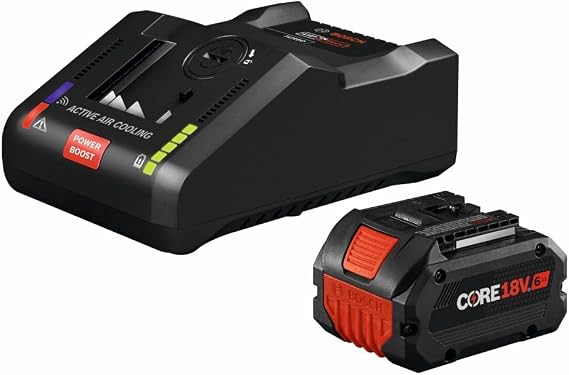 Bosch GXS18V-19N16 18V Starter Kit with (1) CORE18V 6 Ah High Power Battery and (1) 18V 16 Amp Battery Turbo Charger