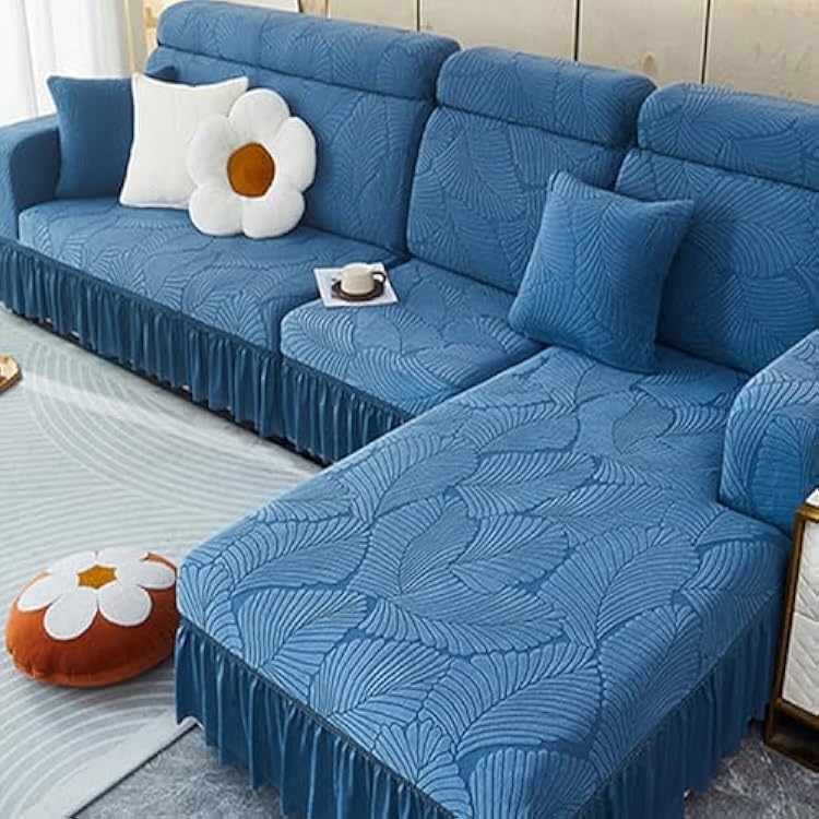 Couch Covers for Sectional Sofa, Washable Stretch Soft Sofa Cushion Covers L Shape Sofa Slipcovers Anti Slip Furniture Decor Protector for PetsD,R 190-230cm