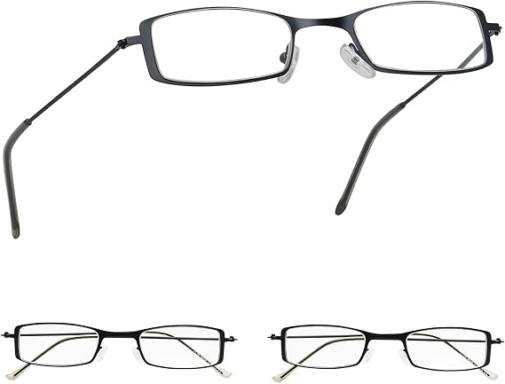 GUD Reading Glasses 3 Pairs Stainless Steel Frame Readers Women Men Reading Eyeglasses